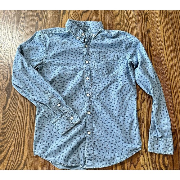 American Eagle Outfitters Shirt Mens Size S Blue Floral Long Sleeve Button Down - Picture 1 of 9